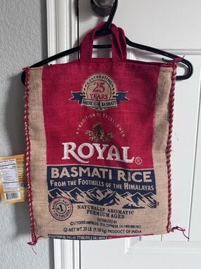 (no rice) Royal Basmati Rice Burlap Tote Bag Reusable Eco Market Bag Rustic Boho